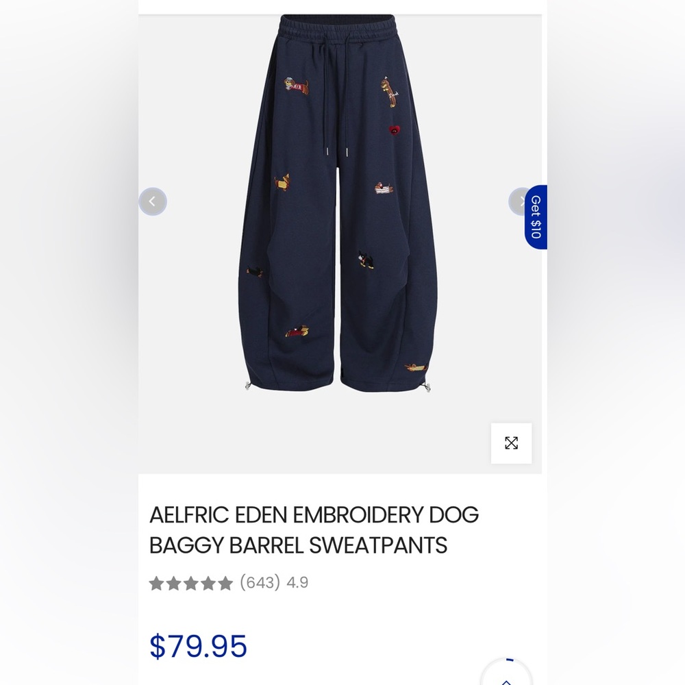 AELFRIC EDEN EMBROIDERY DOG BAGGY BARREL SWEATPANTS - Picture 4 of 4